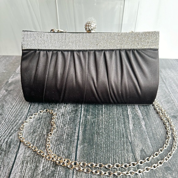 Black Clutch with Crystal Jewel Embellishments - Picture 5 of 5